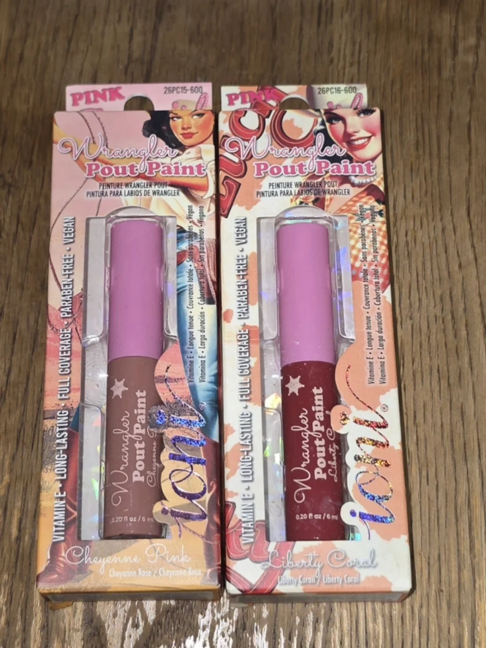 Ioni Wrangler Pout Paint Lip Stain — Cheyenne Pink & Liberty Coral 0.2fl Oz BNIB